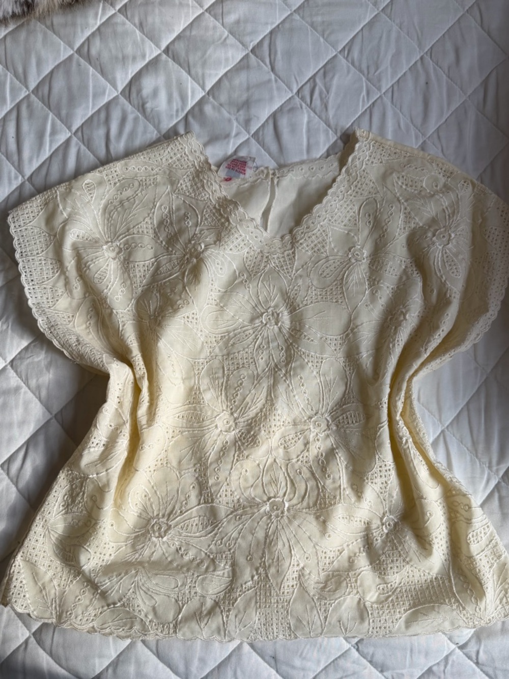 Embroidered Eyelet Cream Blouse